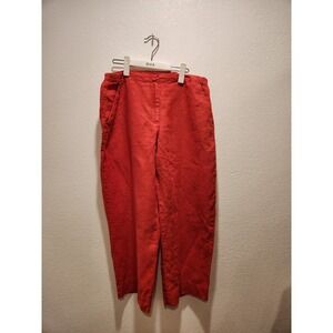 NWOT FLAX Red Linen Straight Leg Pants Size S Made in Lithuania Minimalist